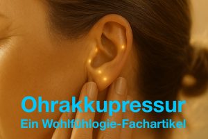 Nahaufnahme einer Linken Kopfseite mit leuchtenden Akkupressurpunkten im Ohr