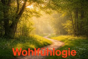 Waldweg im Sommer, alles ist grün