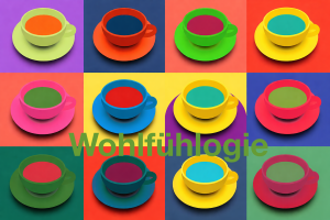 verschiedenfarbige Kaffeetassen in Schahbrettanordnung