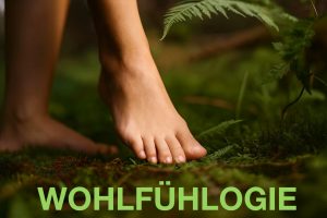 Nackte Füsse auf Waldboden