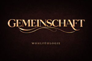 Schriftzug in Gold Gemeinschaft auf schwarzem Hintergrund