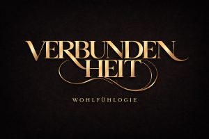 Schriftzug VERBUNDENHEIT in Gold auf schwarzem Hintergrund