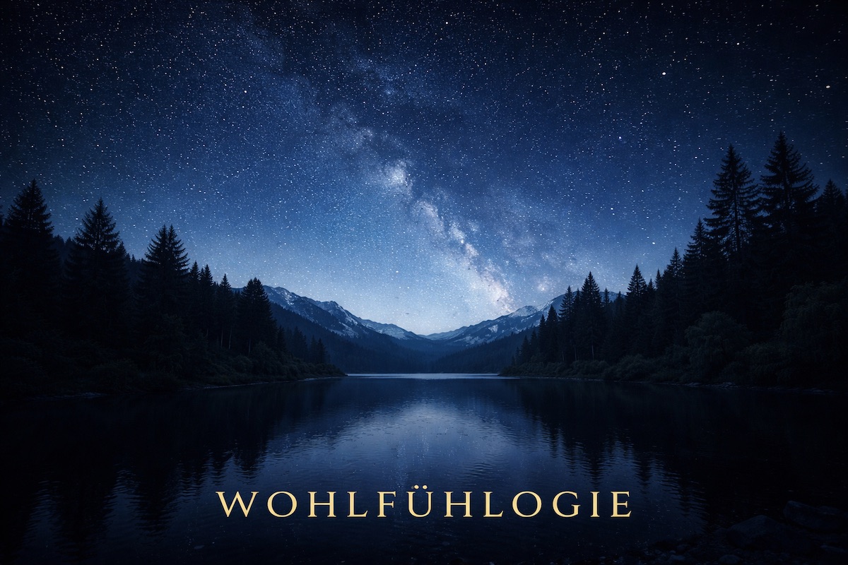 nächtliche Berglandschaft mit See und Sternehimmel