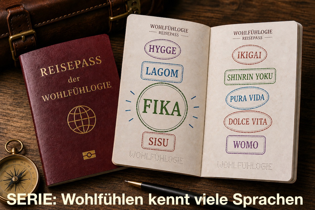Wohlfühlogie-Reisepass mit hervorgehobenem FIKA-Stempel