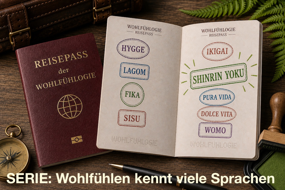 Shinrin Yoku Waldbaden als Stempel auf dem WOHLFÜHLOGIE-Reisepass