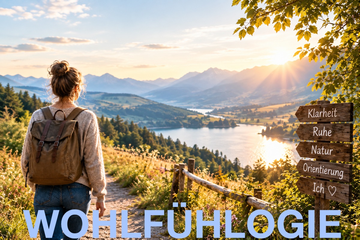 Frau auf einem Naturweg mit Blick auf eine weite Landschaft – Symbol für Klarheit und mentale Entlastung