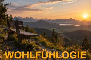 Holzbank mit weiter Landschaft bei Sonnenuntergang – Symbol für mehr Raum im Kopf