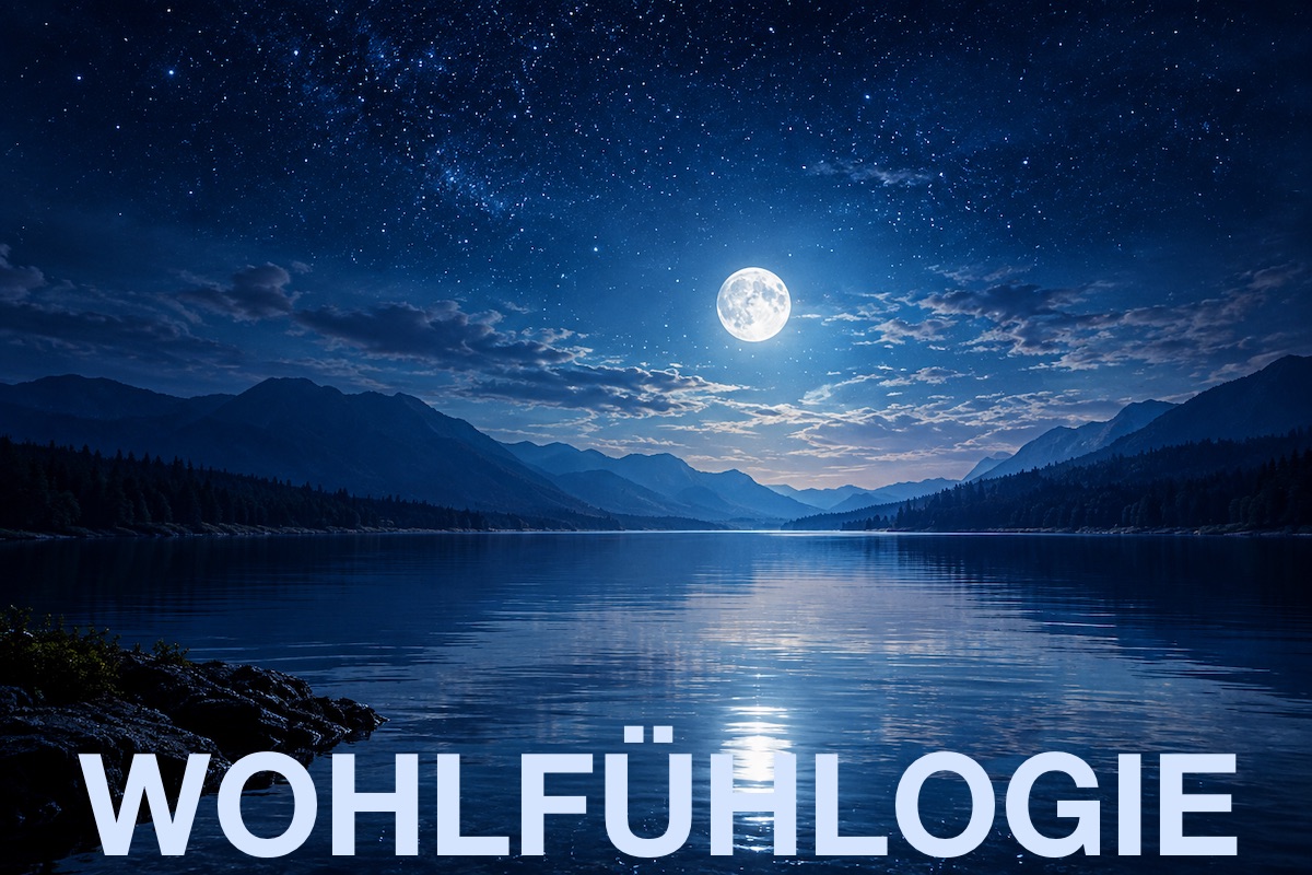 Mondlicht über einem stillen See unter einem sternenklaren Nachthimmel